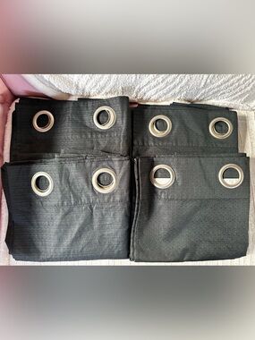 Black Grommet Top 100% Blackout Curtain Panels - Set of 2